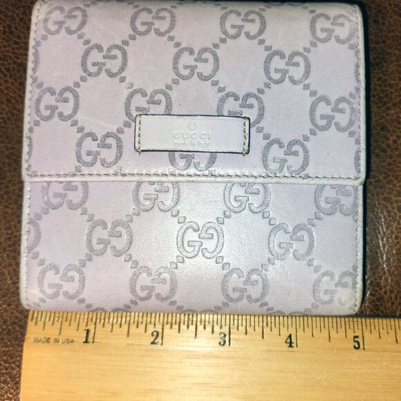 Gucci Lilac GG Guccissima Leather Tri-fold Square Wallet. EUC - Picture 6 of 9